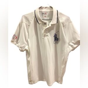 Ralph Lauren RLX White US Open Big Rider Short Sleeve Polo Shirt Sz M